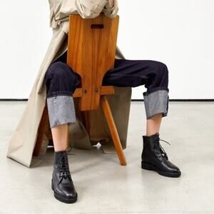 Dear Frances Park Black Leather Boot Size 36.5